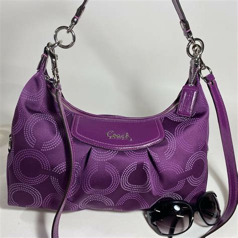 purple coach crossbody|More.